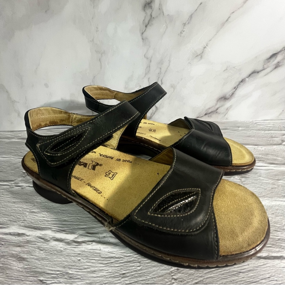 Romika Black Leather Strap Sandals